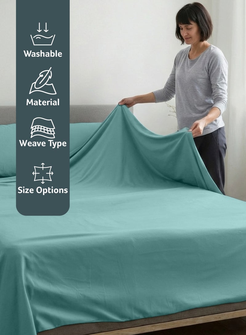 REST 3-Piece Teal Plush 220x240  Flat Bedsheet Set Includes 1 Deep Pocket Flat Bedsheet and 2 Pillow Covers, Breathable and Machine Washable - Image 4
